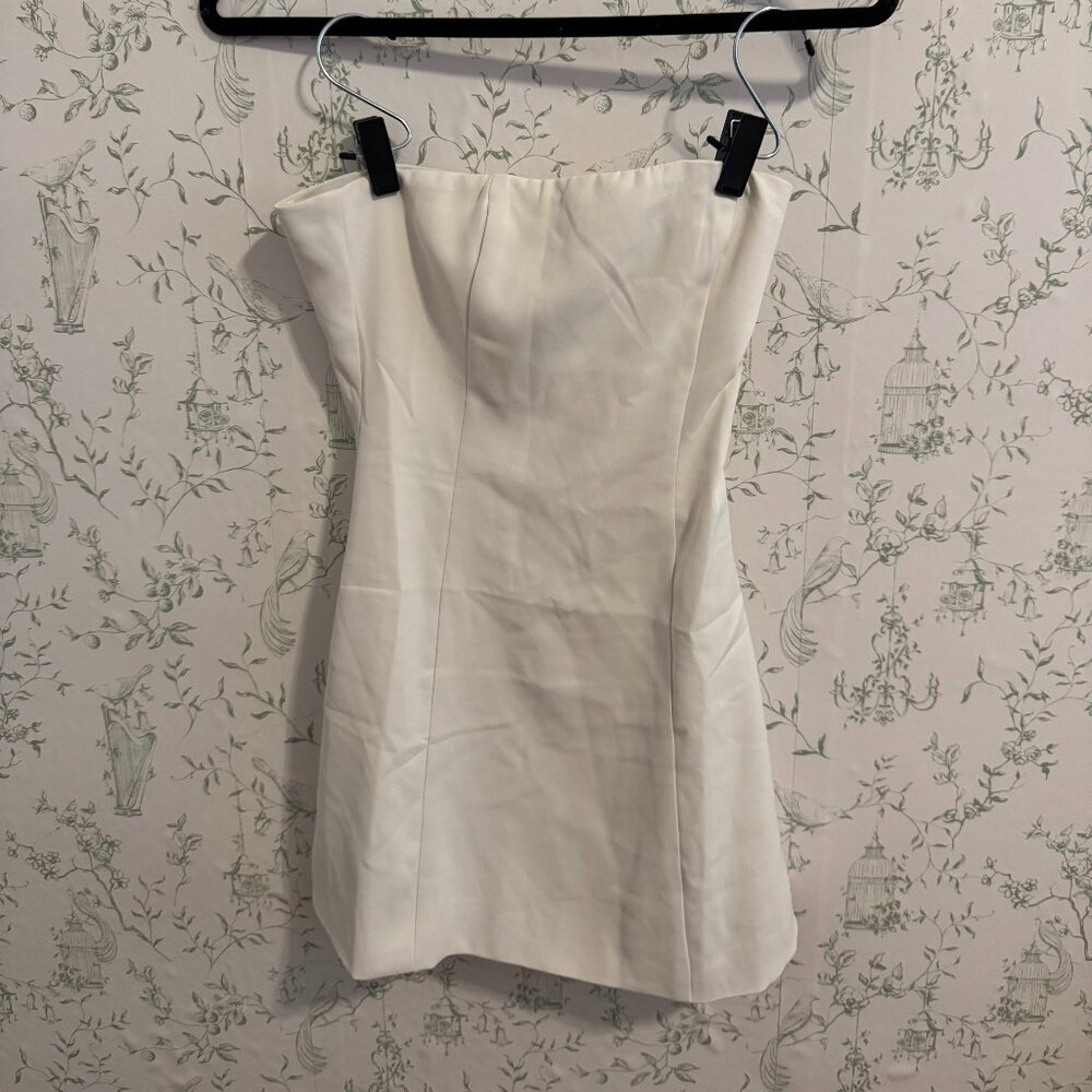 Peppermayo Off-White Strapless Mini Dress